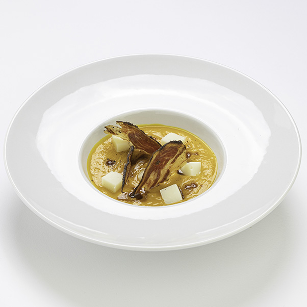 Product - Zucca con Moliterno accompagnato da prosciutto crudo croccante e riduzione di aceto balsamico